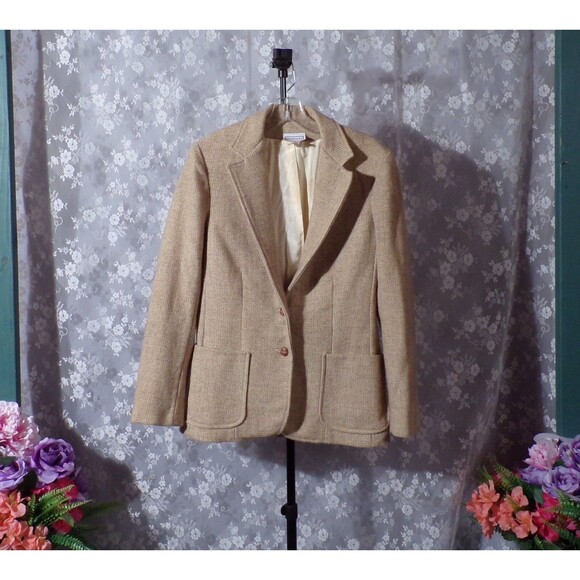 Vintage 70s Wool Blazer 1970s Tweed English Hunting Preppy Addenda Size Medium - Picture 1 of 5
